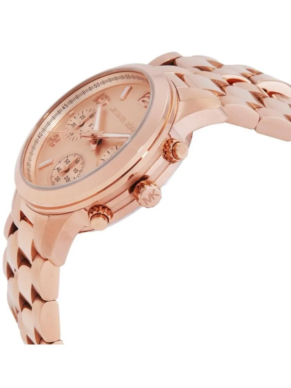 NWT Michael Kors Runway Chronograph Quartz Rose Gold Dial Ladies Watch